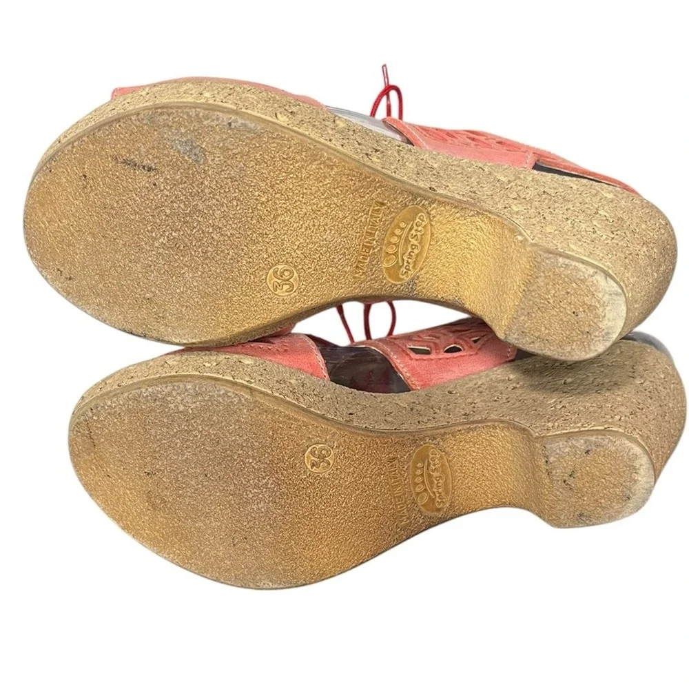 SPRING STEP Wedge Decorative Cut Out‎ Lace Up Closure Made In Italy Women's 5.5
